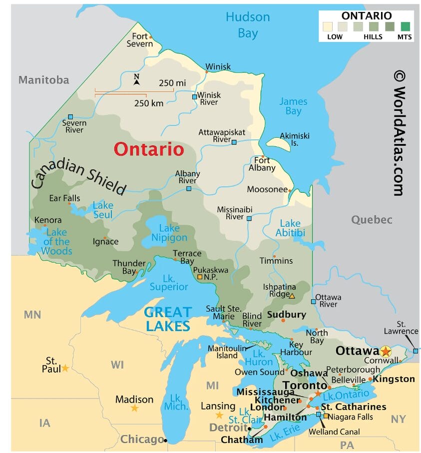Vị trí địa lý thuận lợi là một trong những yếu tố khiến Ontario trở thành điểm đến thu hút người nước ngoài nhập cư