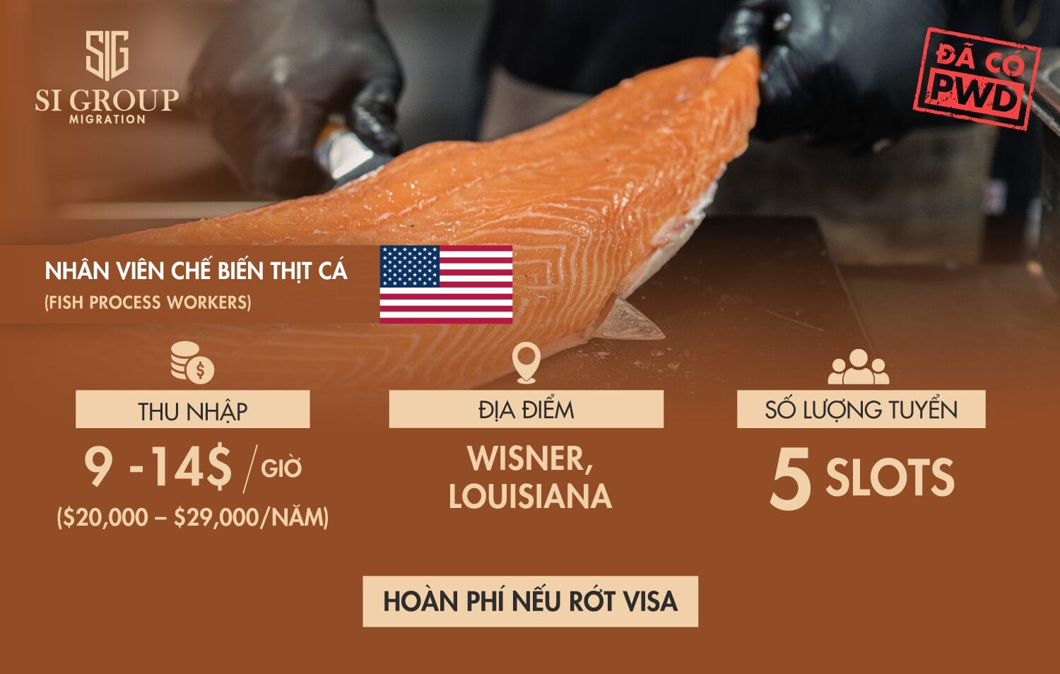 Nhân viên chế biến thịt cá (Hãng H) – Định cư Mỹ