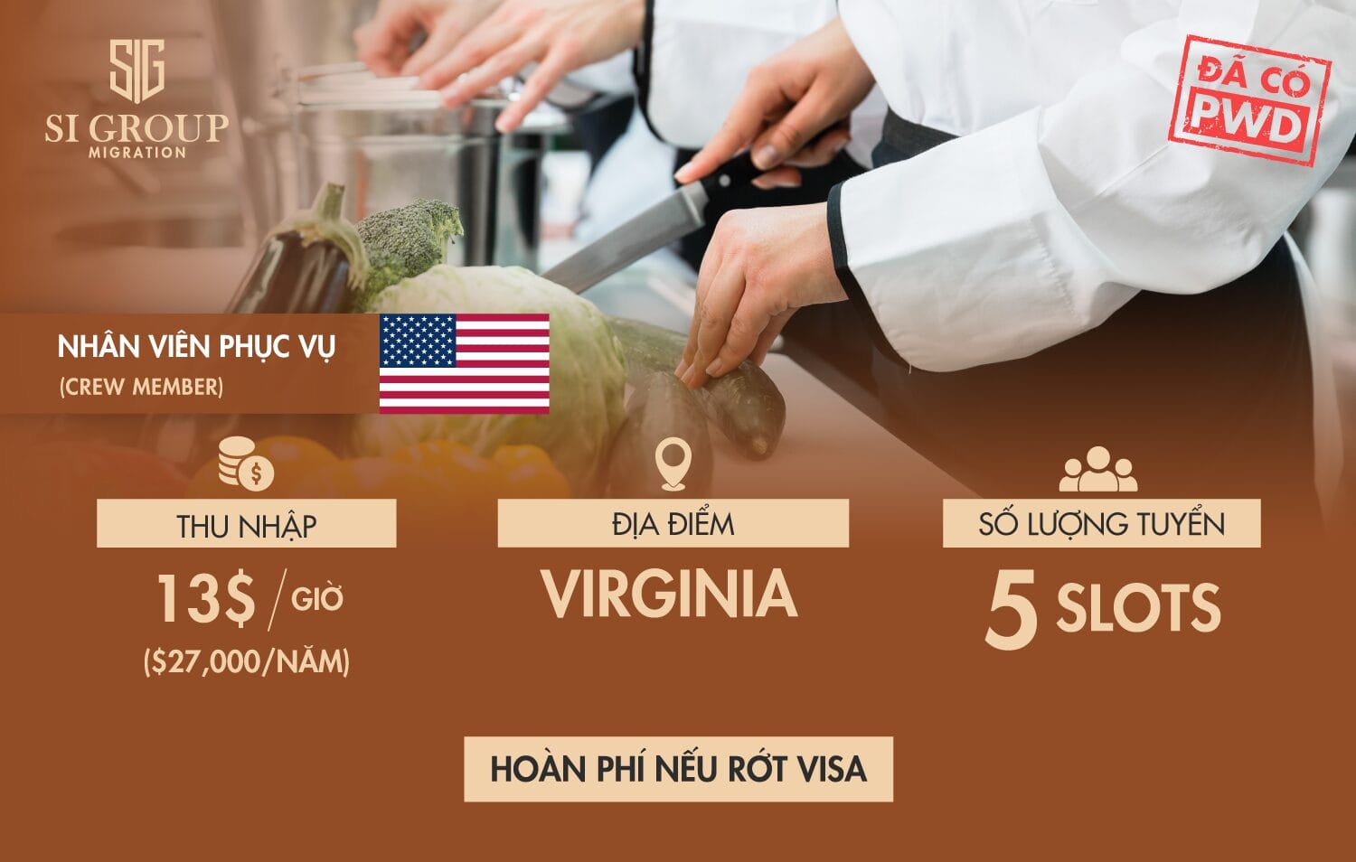 Nhân viên phục vụ (Crew member) – Định cư Mỹ
