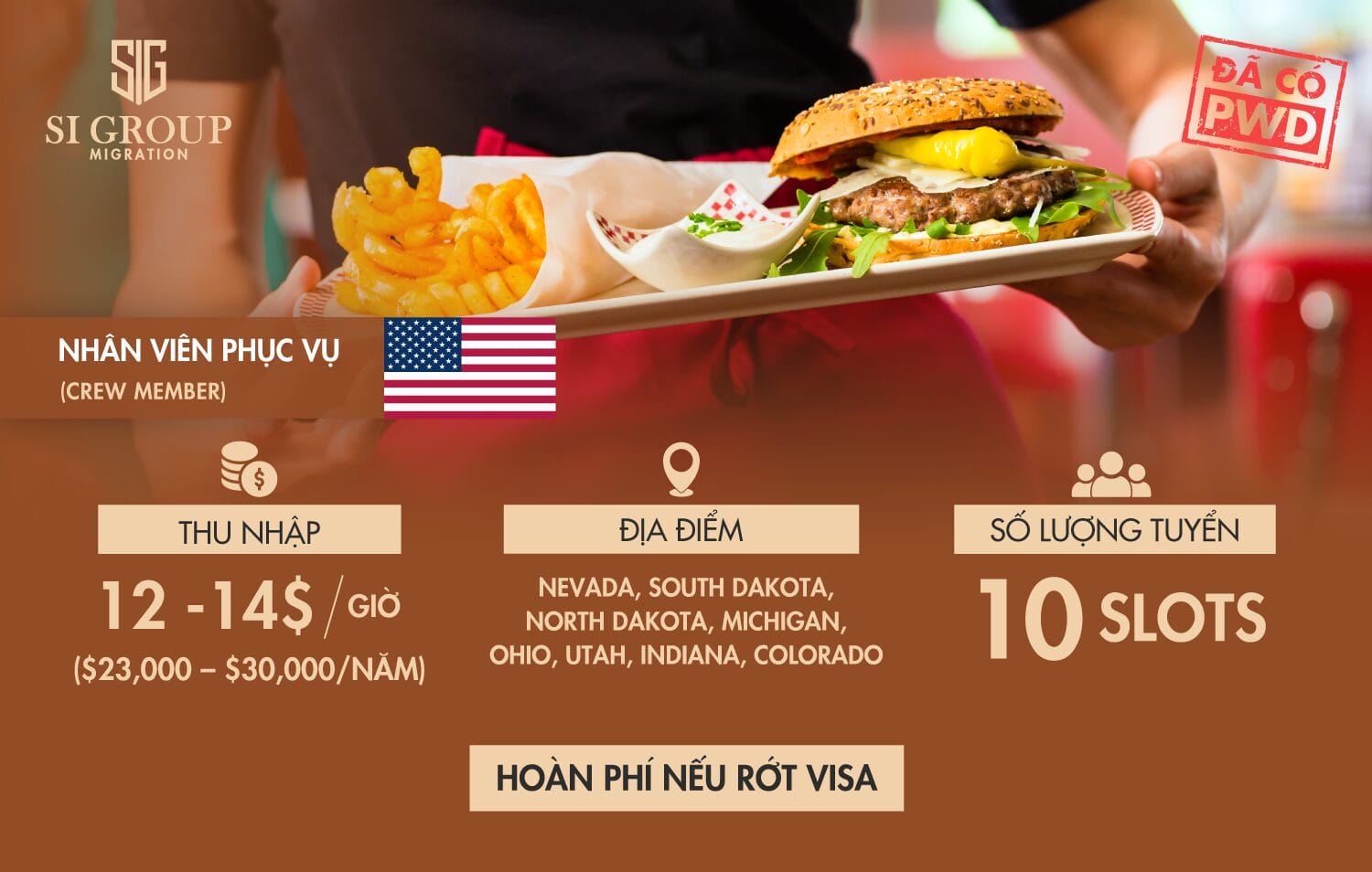 Nhân viên phục vụ (Crew member) – Định cư Mỹ