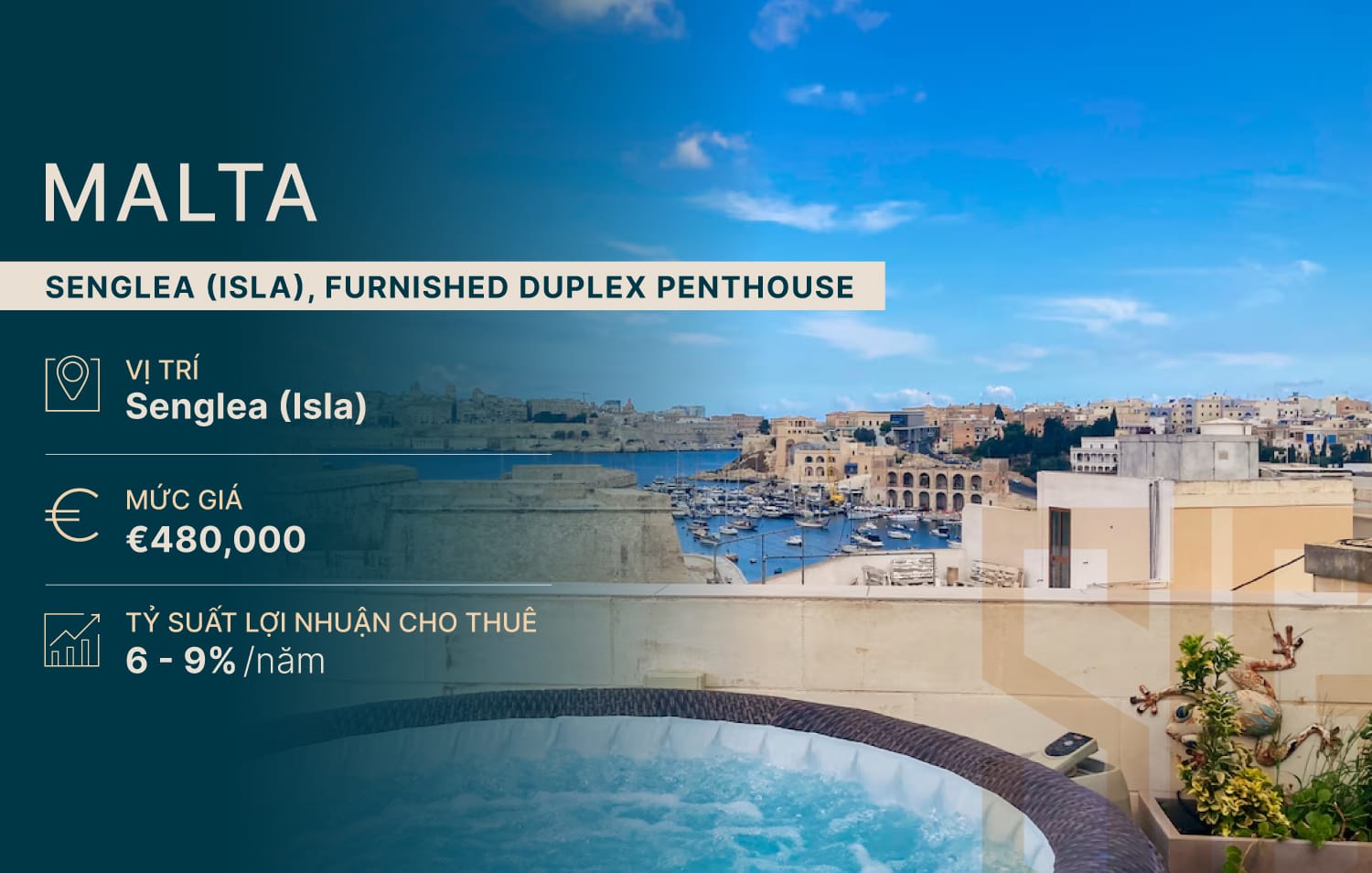 SENGLEA (ISLA), FURNISHED DUPLEX PENTHOUSE