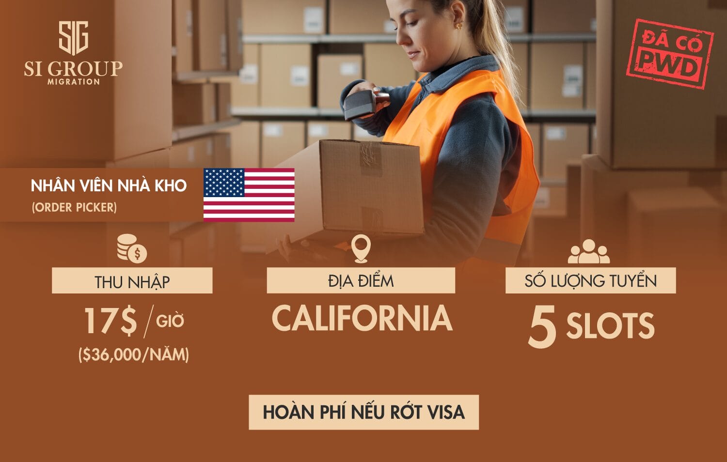 Nhân viên nhà kho (Order Picker) – Định cư Mỹ