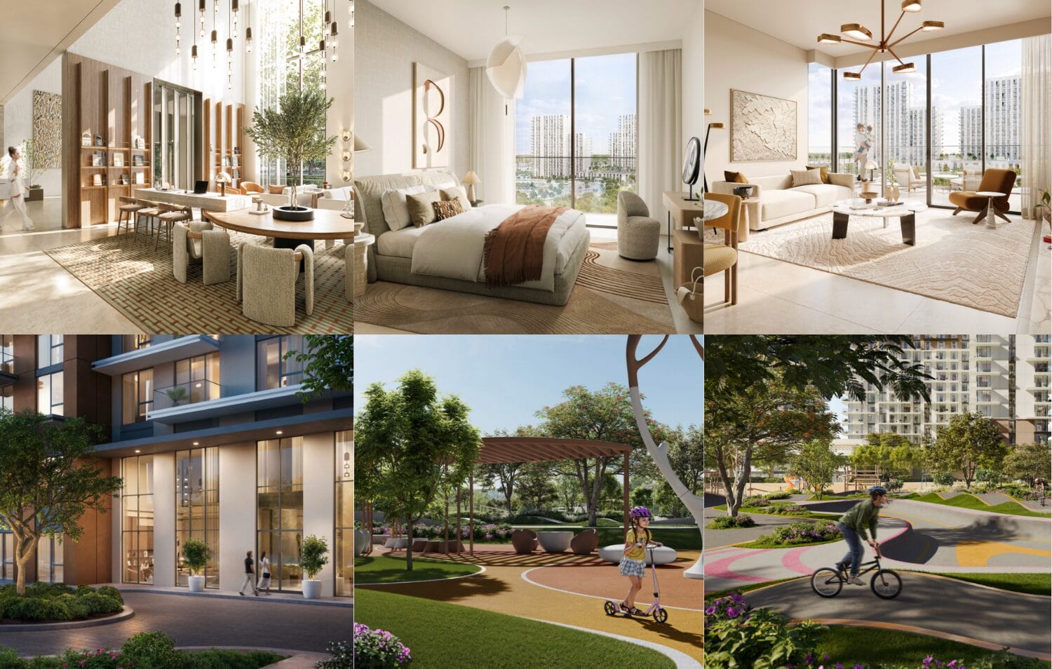 Parkwood Residences là sự kết hợp tinh tế giữa lối sống hiện đại, thiết kế tối giản trong lòng khu đô thị xanh đáng sống bậc nhất Dubai.