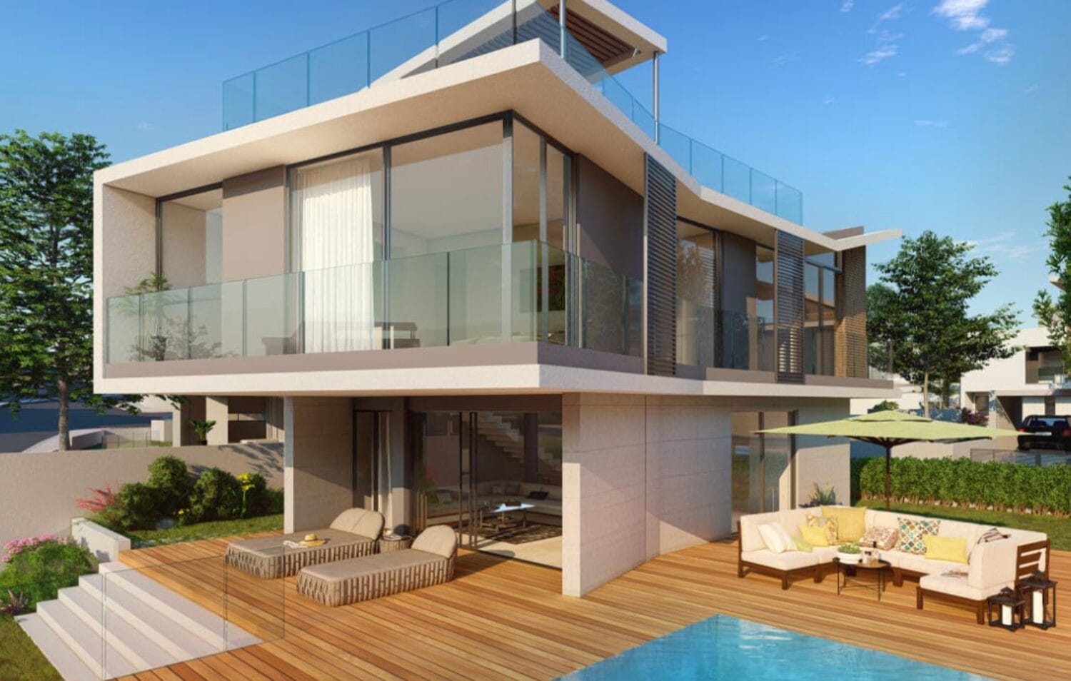 Toàn cảnh bên ngoài biệt thư Pelagos Beachfront.