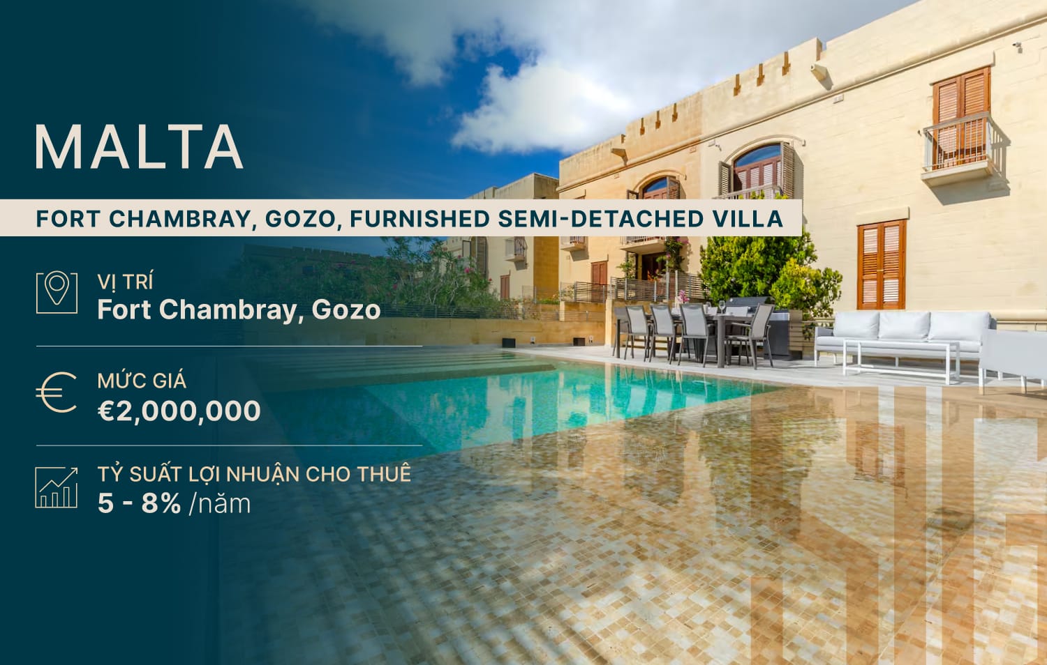 FORT CHAMBRAY, GOZO, FURNISHED SEMI-DETACHED VILLA
