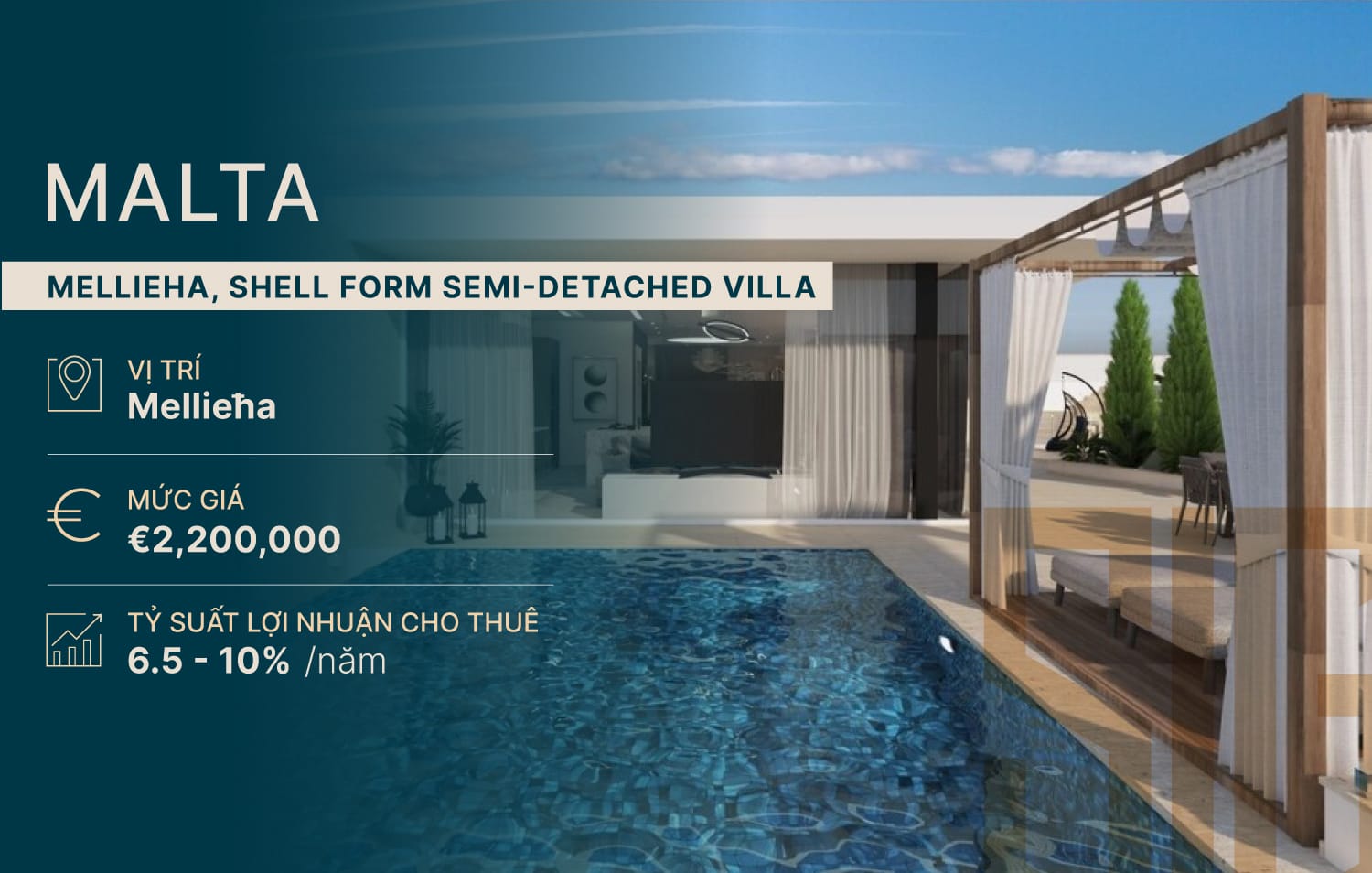 MELLIEHA, SHELL FORM SEMI-DETACHED VILLA