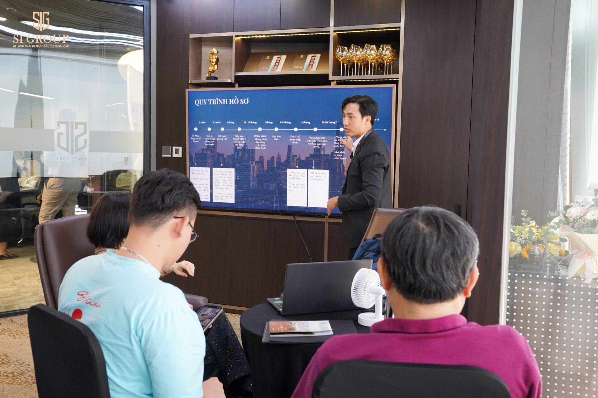 Khách hàng trao đổi trực tiếp cùng chuyên gia để tìm ra lộ trình định cư phù hợp nhất.